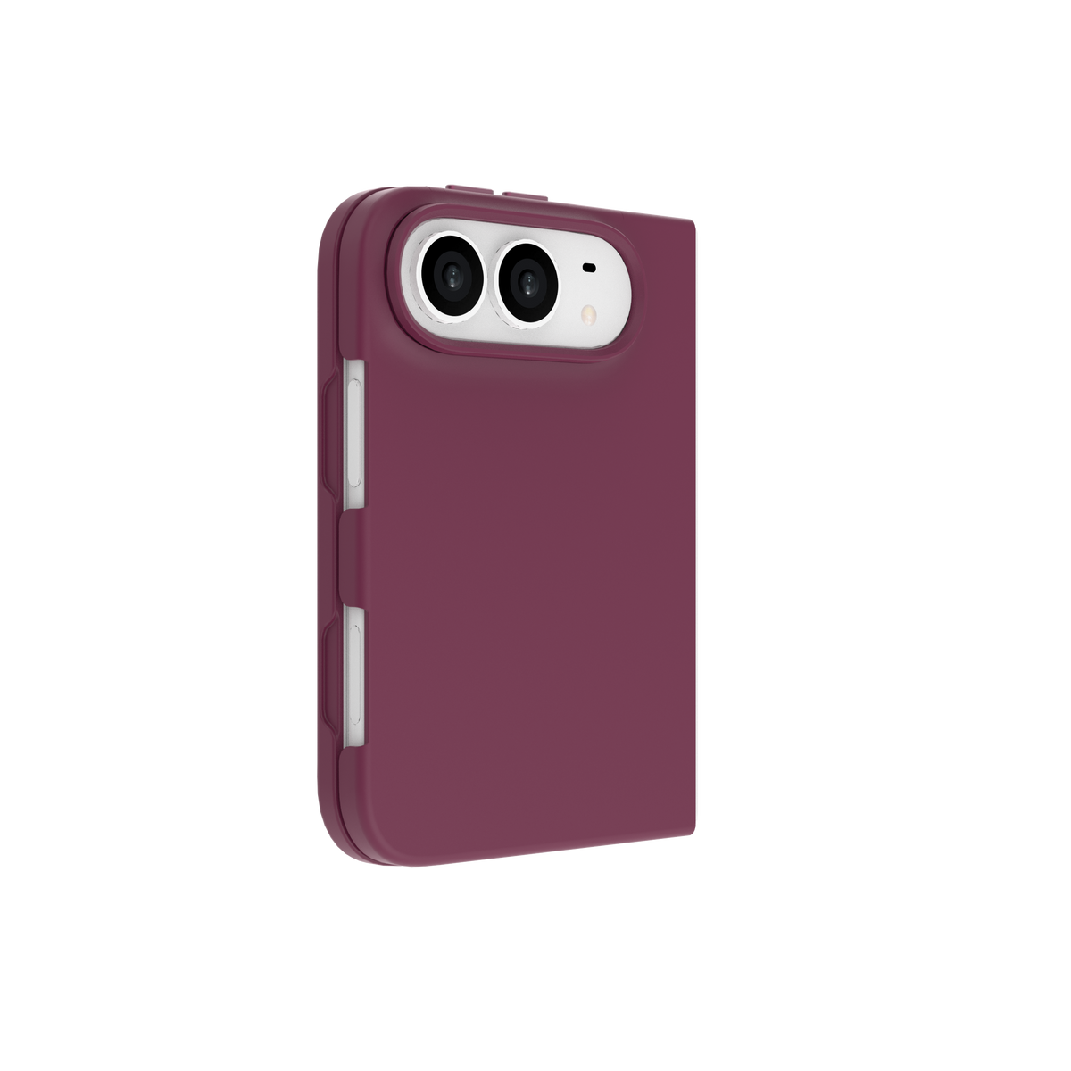 Muvtech Sera Case for iPhone Duo in Burgundy, folded, rear camera rim #Color_Burgundy