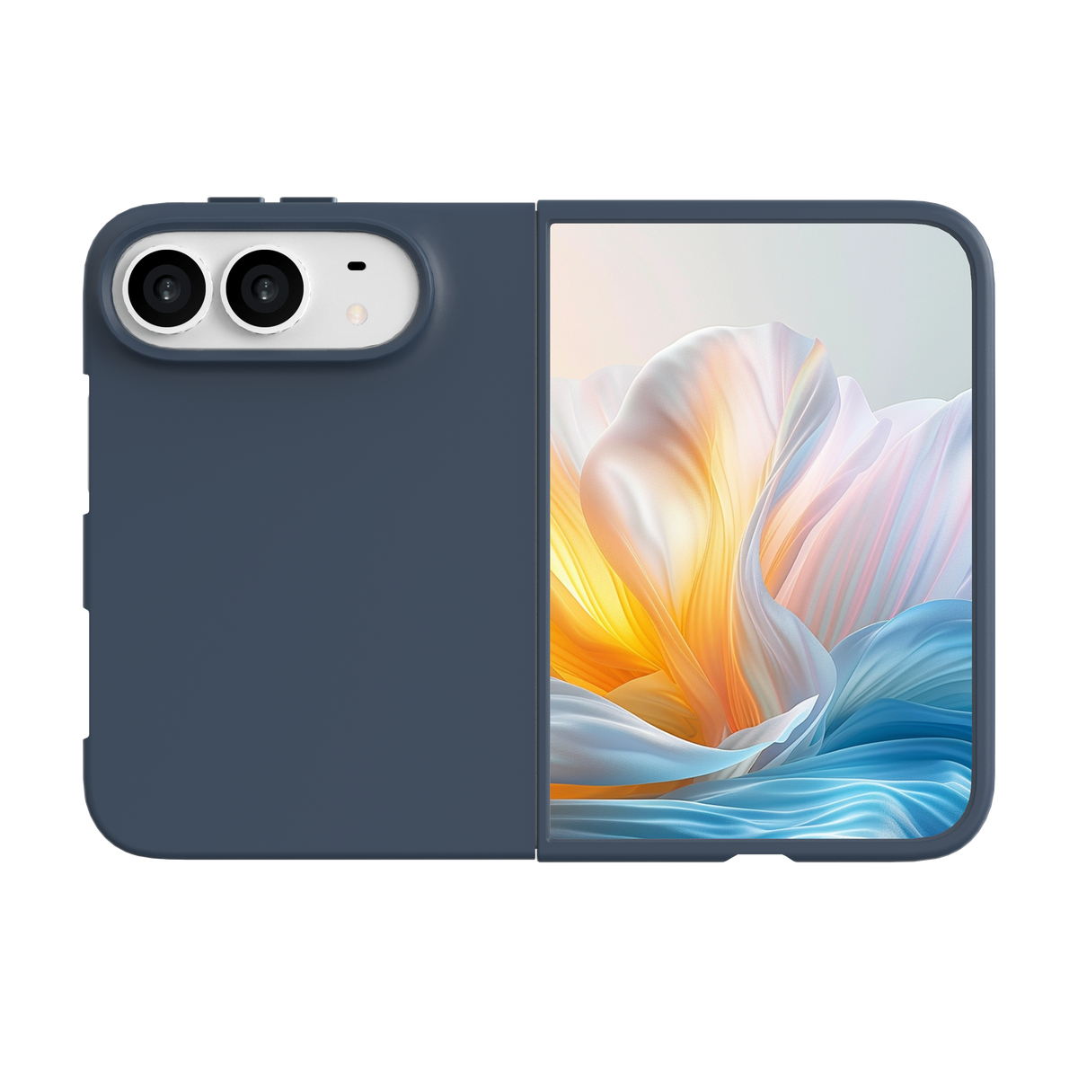 Muvtech Sera Case for iPhone Duo in Navy Blue, opened flat #Color_Navy_Blue