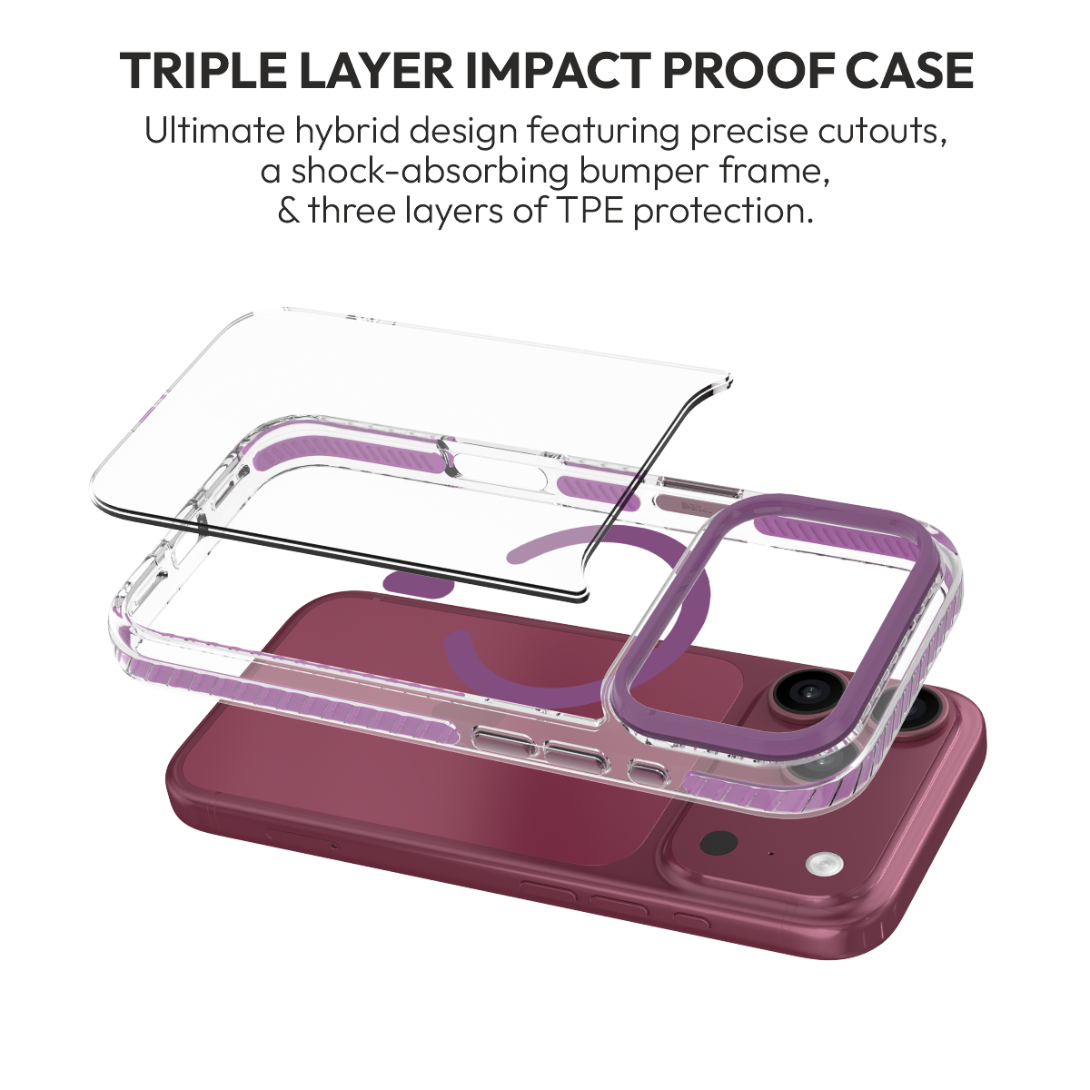 Muvtech Troy Case for iPhone 18 Pro & 18 Pro Max in Burgundy #Color_Burgundy