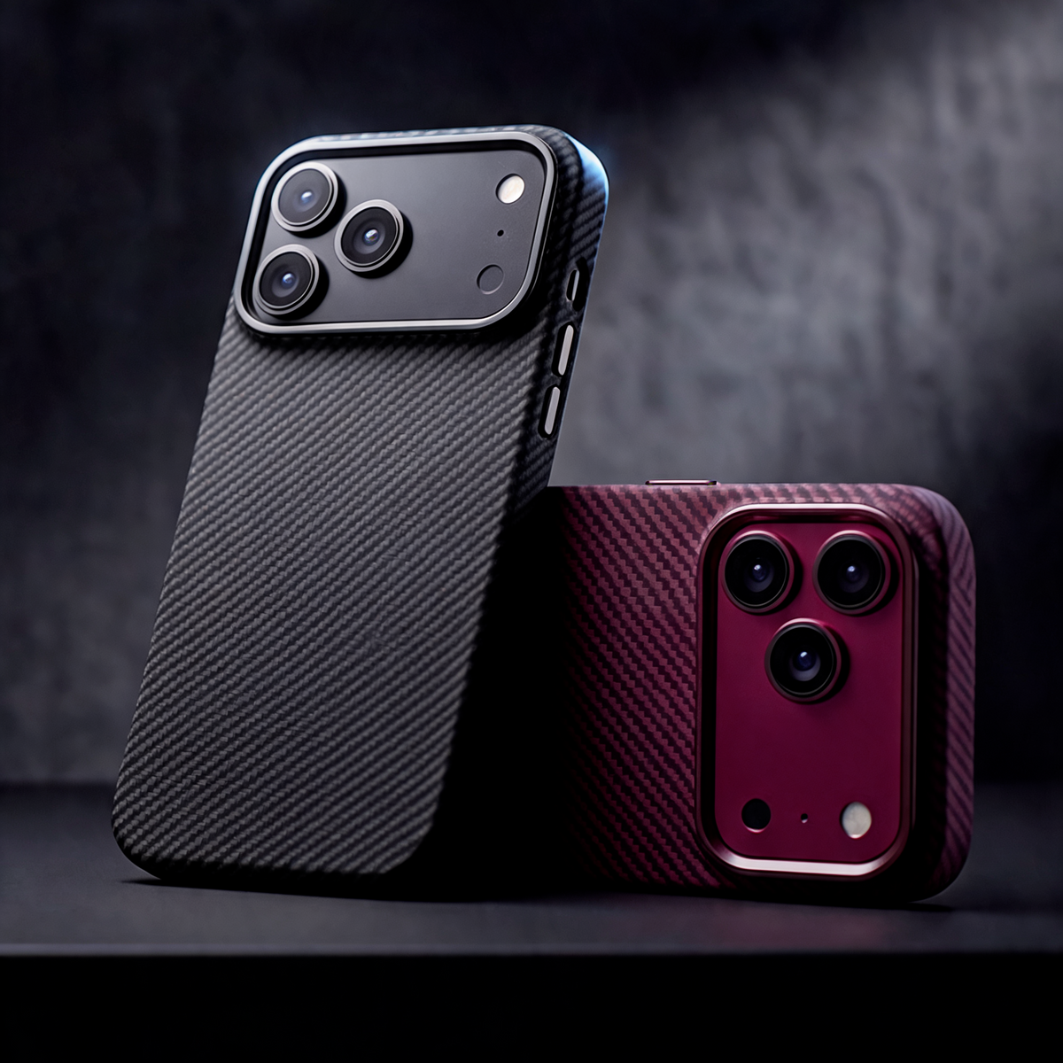 Muvtech Kevo Case for iPhone 18 Pro, aramid-fibre print, both colours