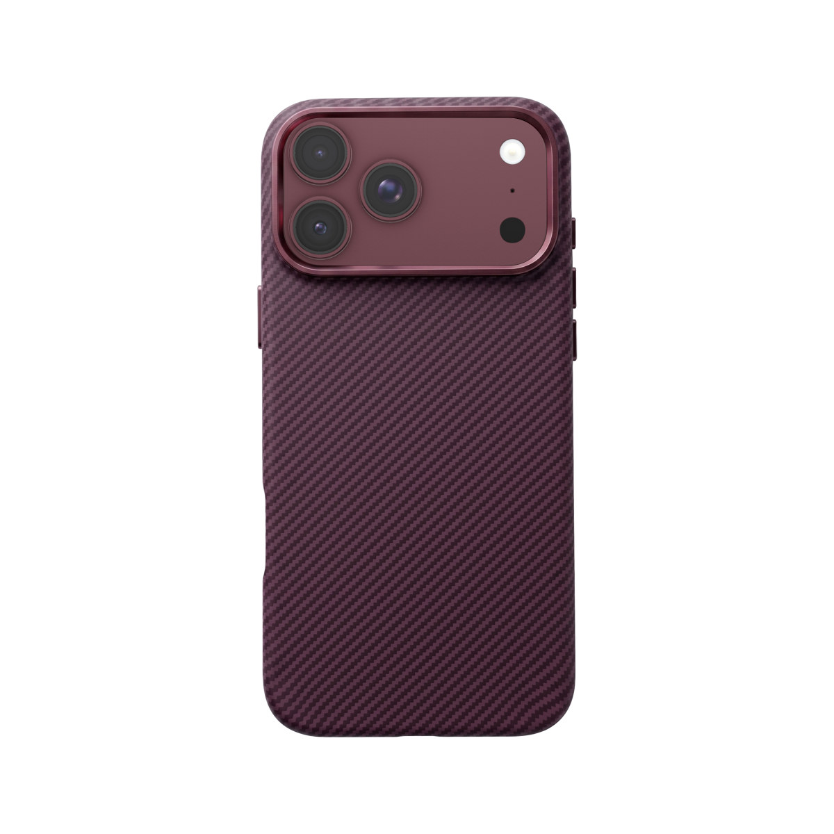 Muvtech Kevo Case for iPhone 18 Pro in Burgundy, aramid-fibre print