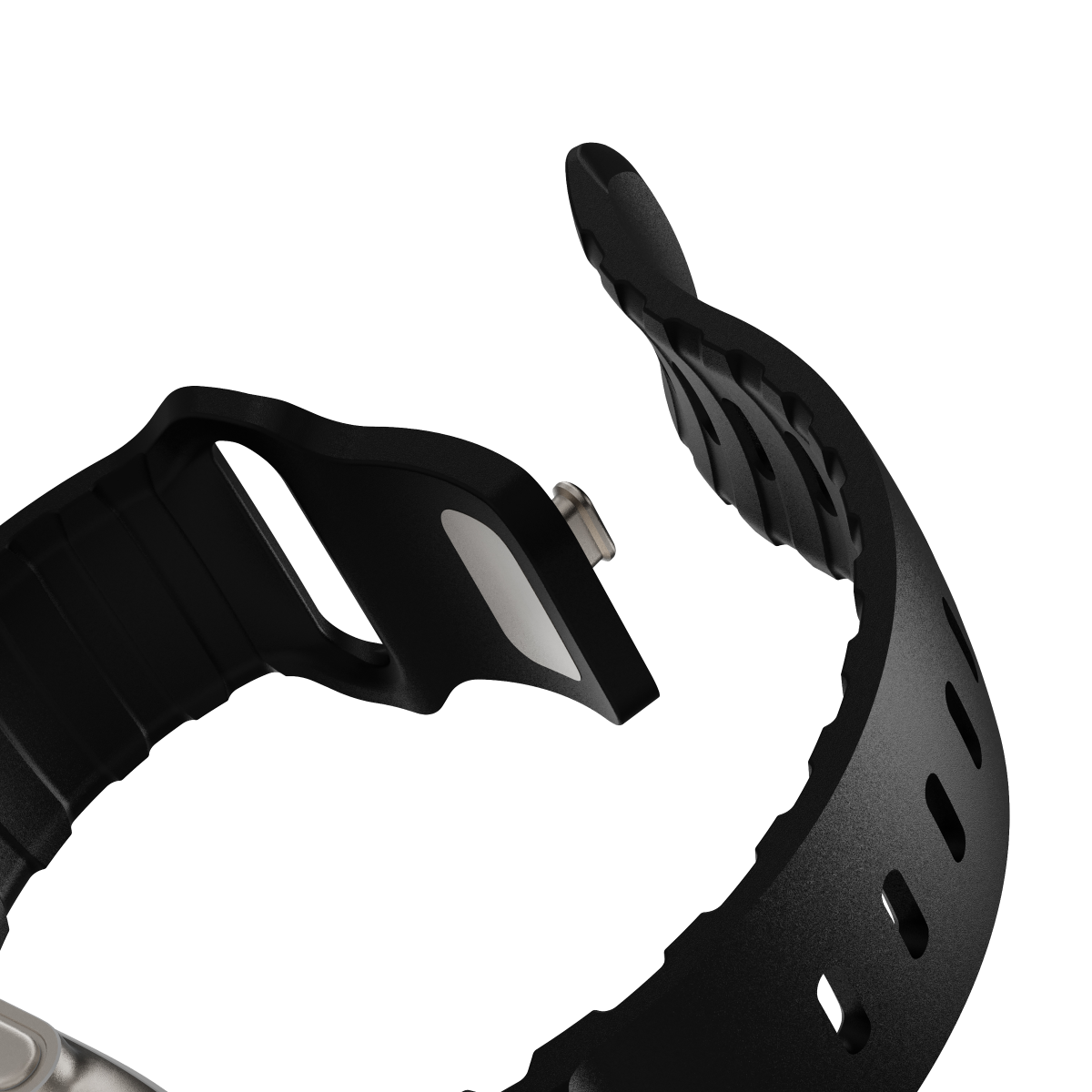 Flex Black strap flexed to show the soft silicone