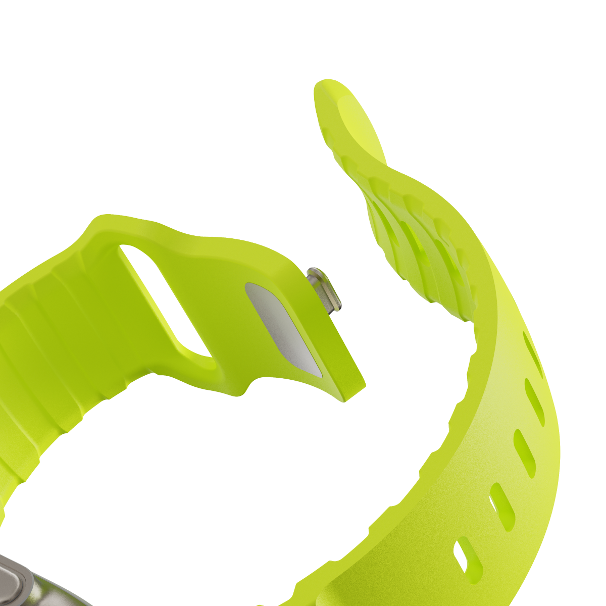 Flex Lime strap flexed to show the soft silicone