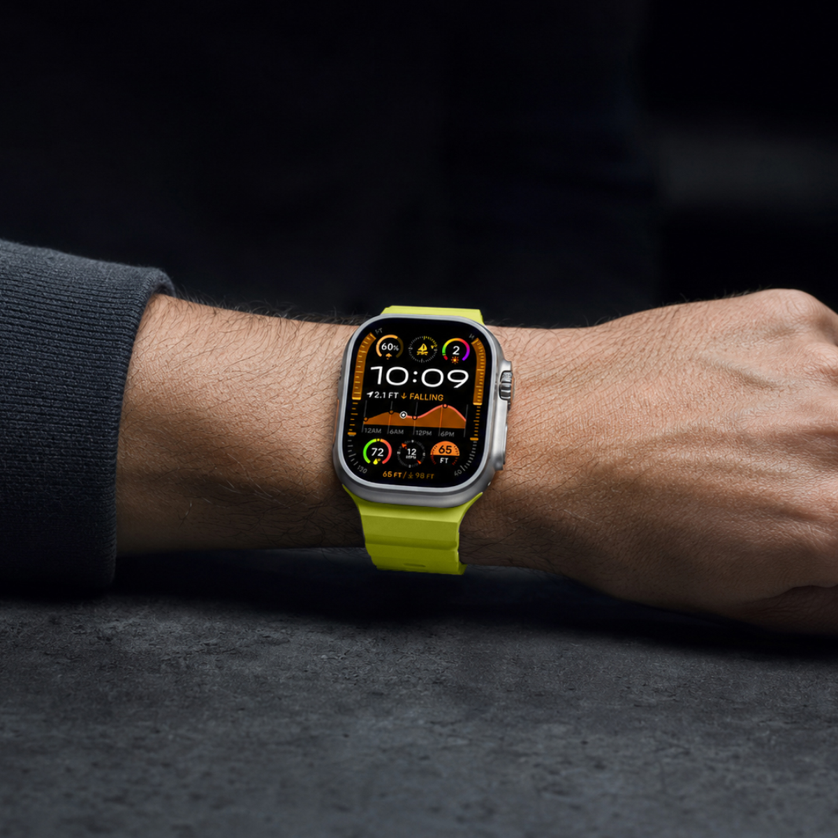 Flex Lime silicone strap worn on the wrist