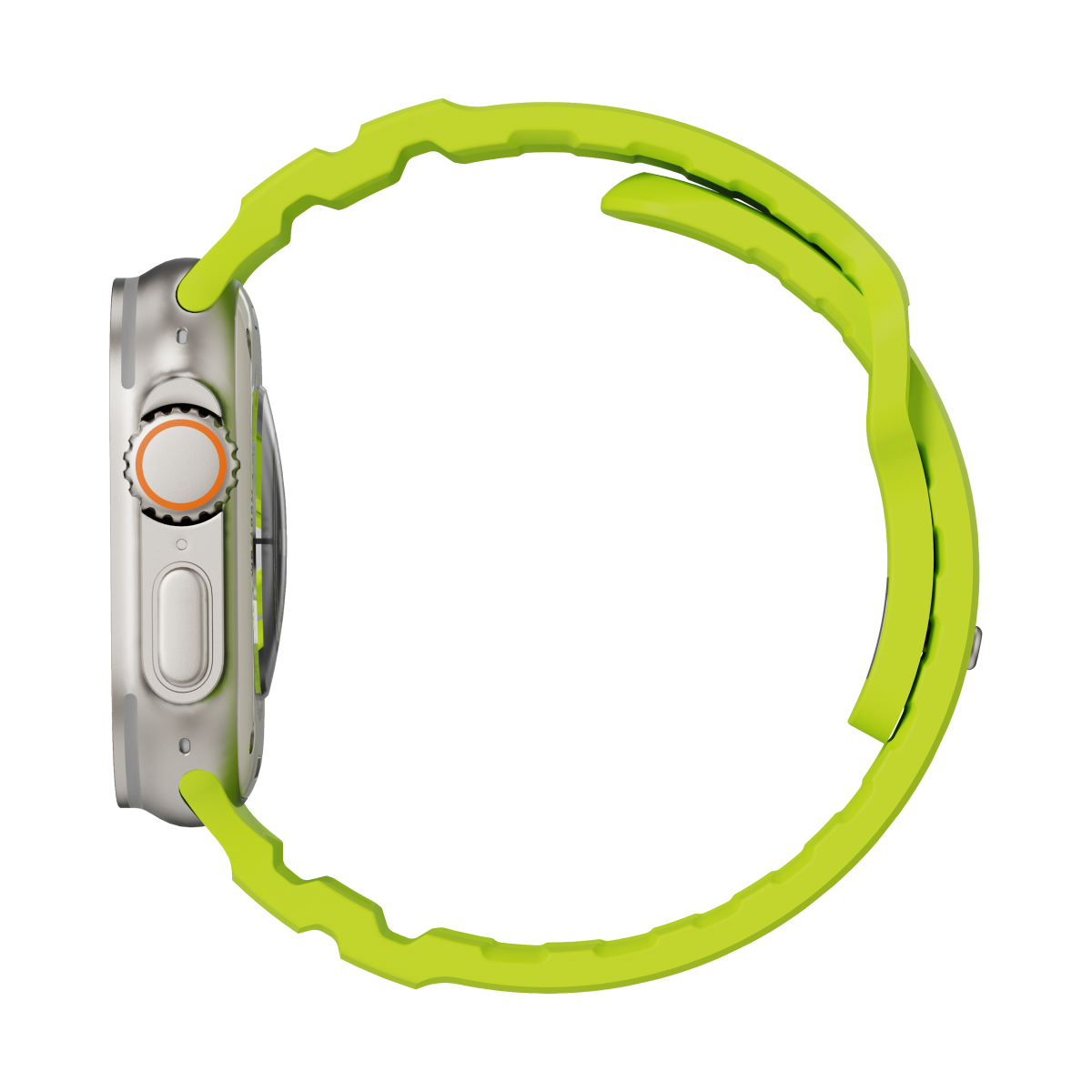 Side view of the Flex Lime strap on Apple Watch
