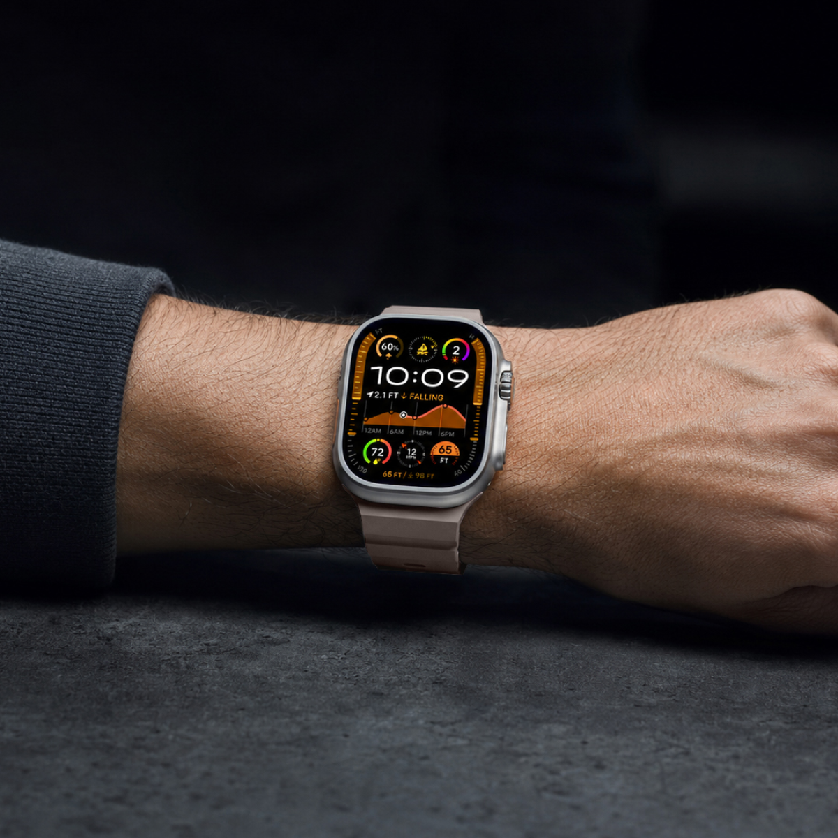 Flex Sand silicone strap worn on the wrist