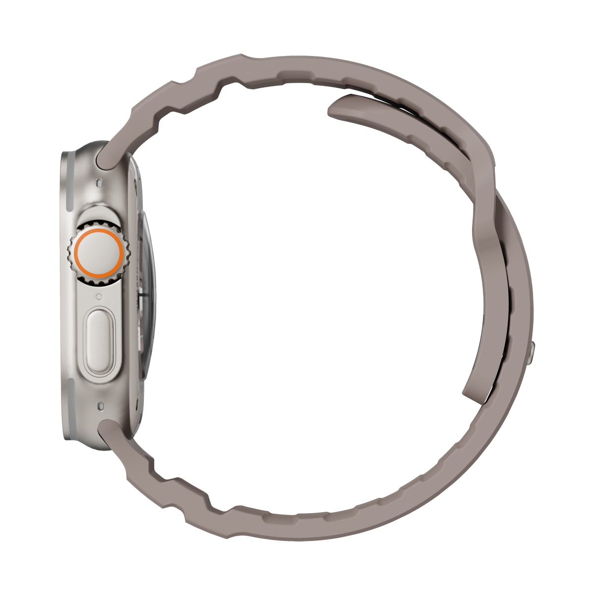 Side view of the Flex Sand strap on Apple Watch