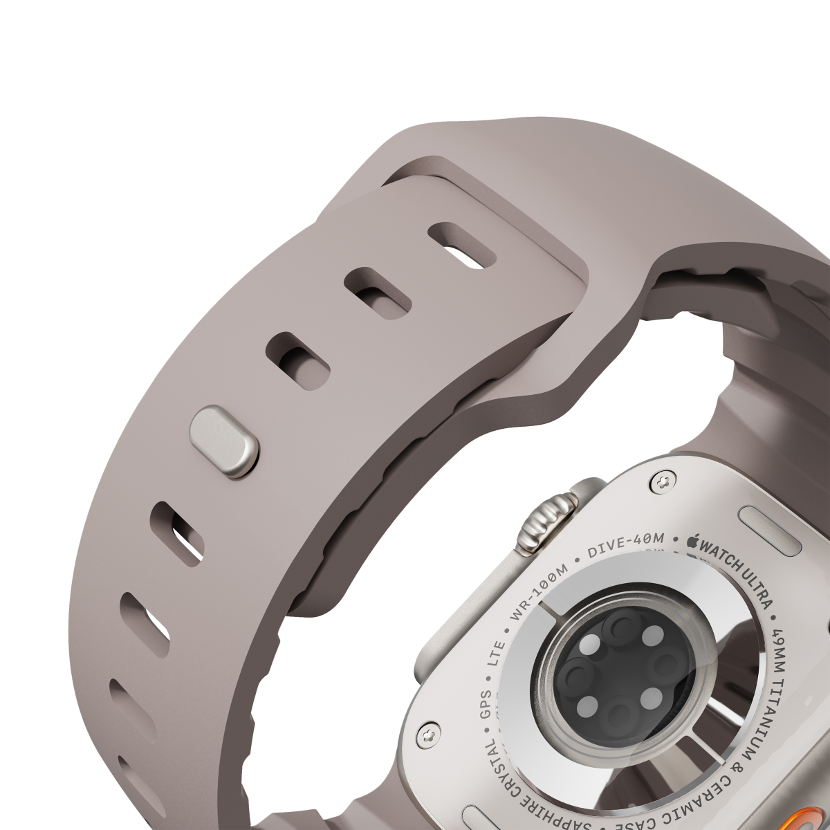 Flex Sand strap on the back of Apple Watch