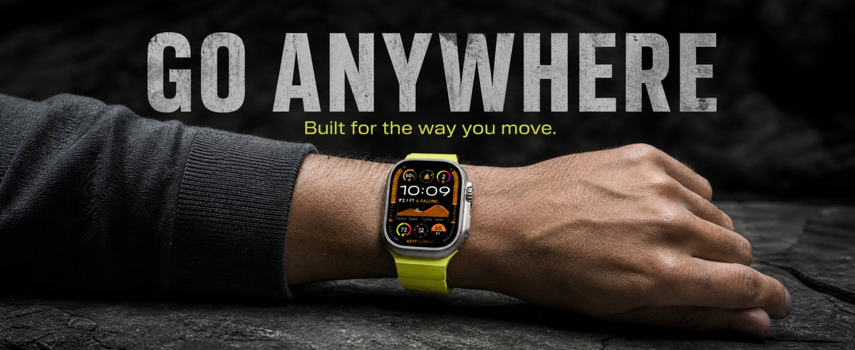Flex strap in Lime on a wrist. Go anywhere. Built for the way you move.