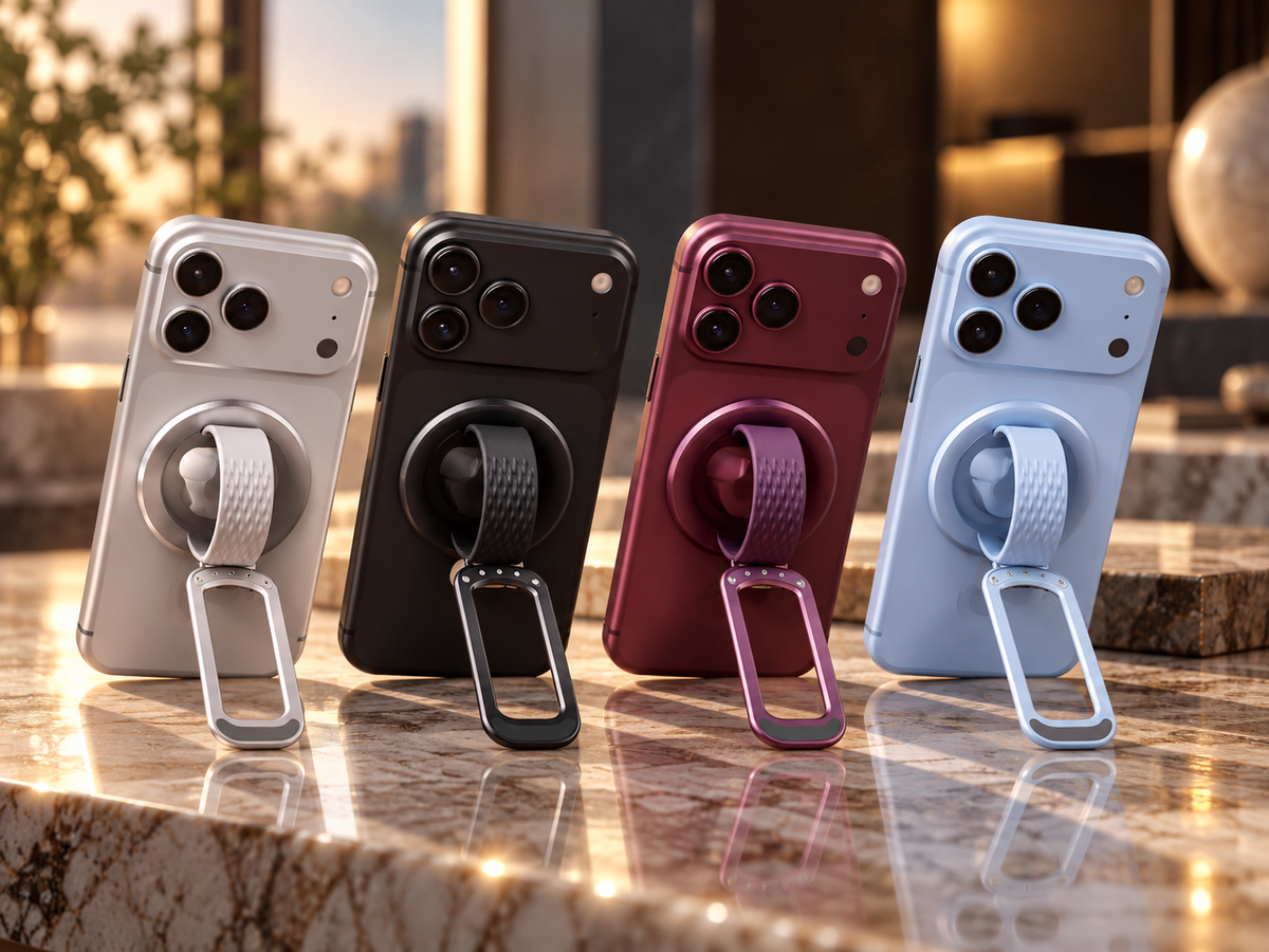 Loop MagSafe grip stand in Burgundy, Glacier Blue, Black and White